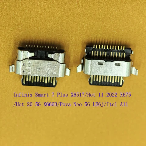 5-20 шт. USB-разъемы для зарядки и передачи данных для Itel A11, Infinix Smart 7 Plus, Hot 20, Pova Neo 5G, 11 LE6j, X6517, X675, X666B