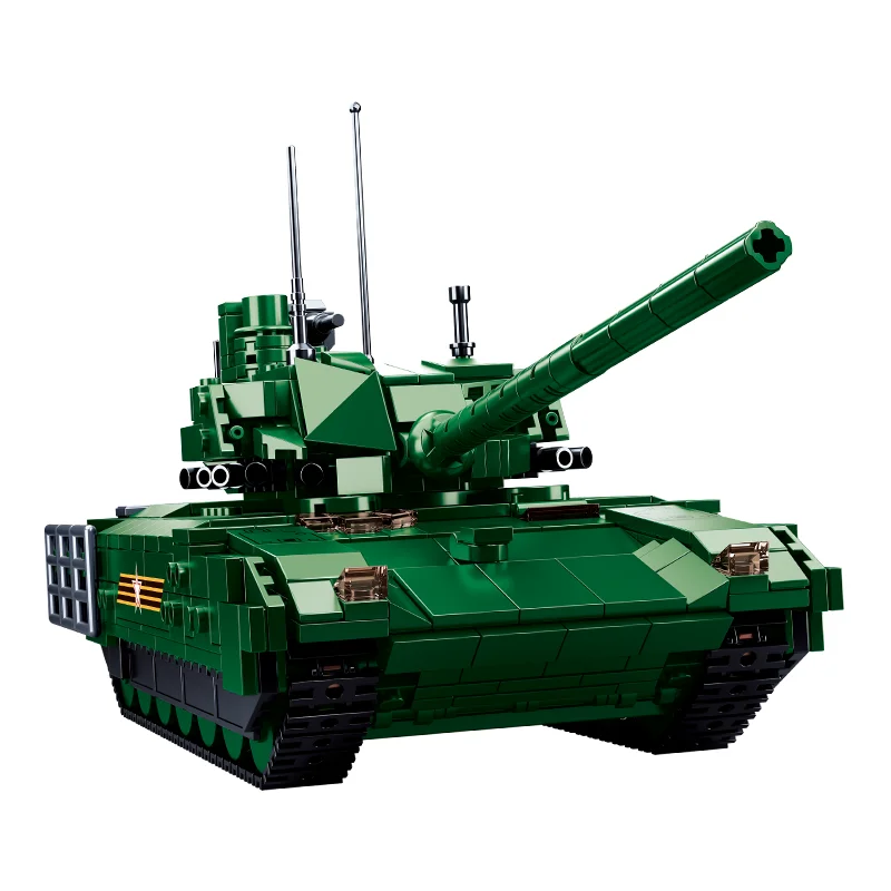 995 PCS WW2 Military Remote Control T14 Armagh Main Battle Tank Model Soldier Weapon Building Block Sticker Gift Bricks Kids Toy