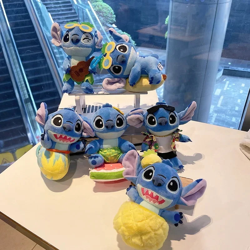 Disney-Porte-clés en peluche CAN o and Stitch pour enfants, peluche Anime, poupées mignonnes Kawaii, cadeau pendentif en peluche douce, jouets de chat, 13cm