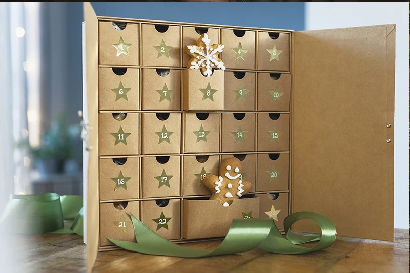 Wholesale Advent Calendar Boxes Customized Reusable Luxury  Christmas Cardboard Advent Calendar Boxes