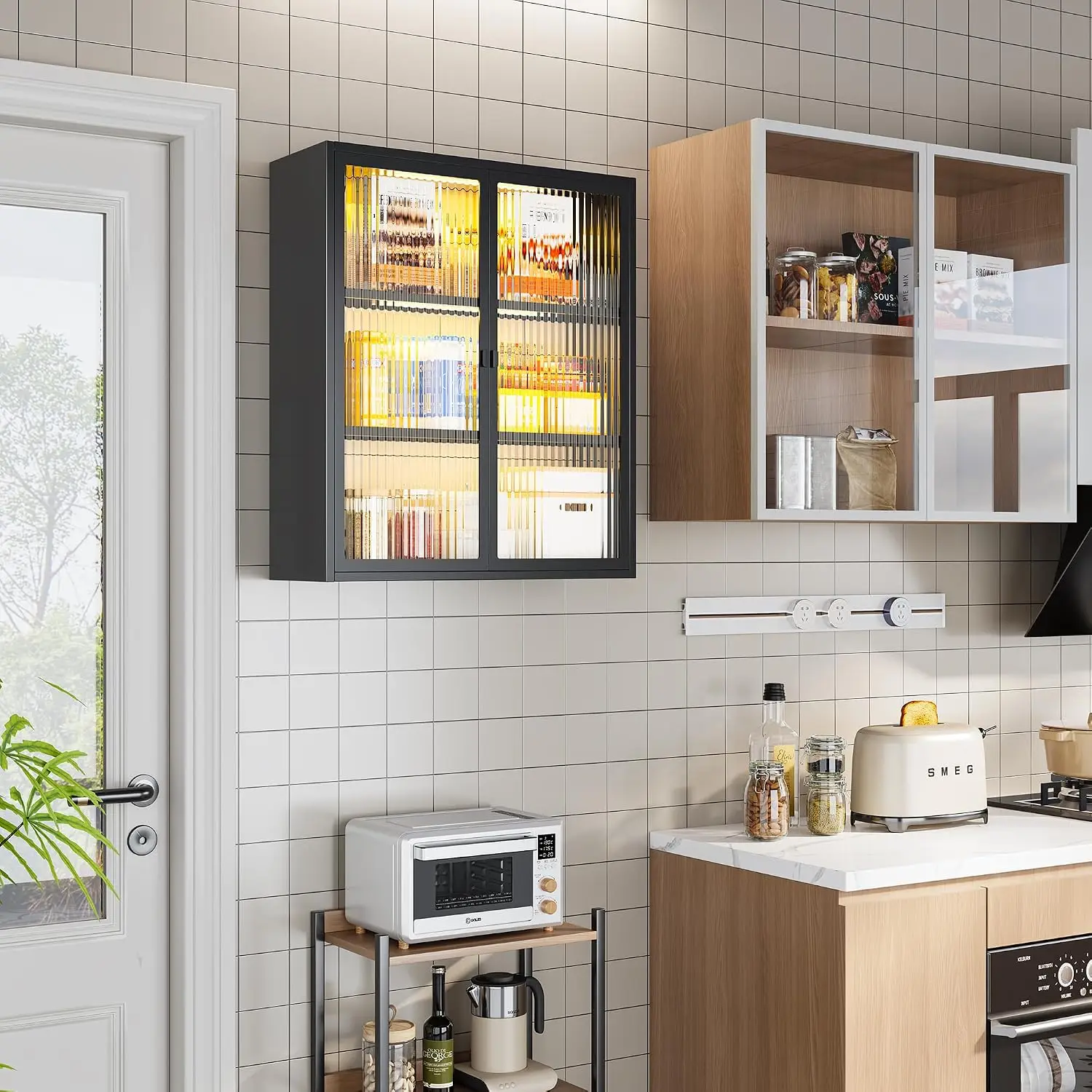 Bathroom Medicine Cabinet with Glass Doors & Sensor LED Lights, Over Toilet Bathroom Organizer, Customized image 4