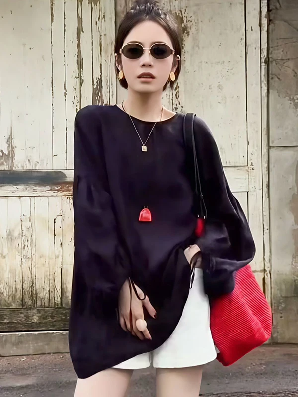 

Женская тонкая солнцезащитная рубашка больших размеров (до 300 фунтов), с длинным рукавом, свободного кроя, не требующая глажки, летняя, модная, во французском стиле