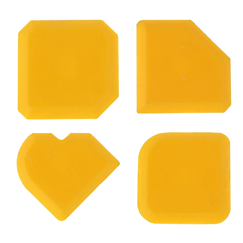 

4pcs Yellow Grout Scraper Reuse and Replace TPU Silicone Glass Cement Scraper for Kitchen Bathroom Floor for Biulding Decoration