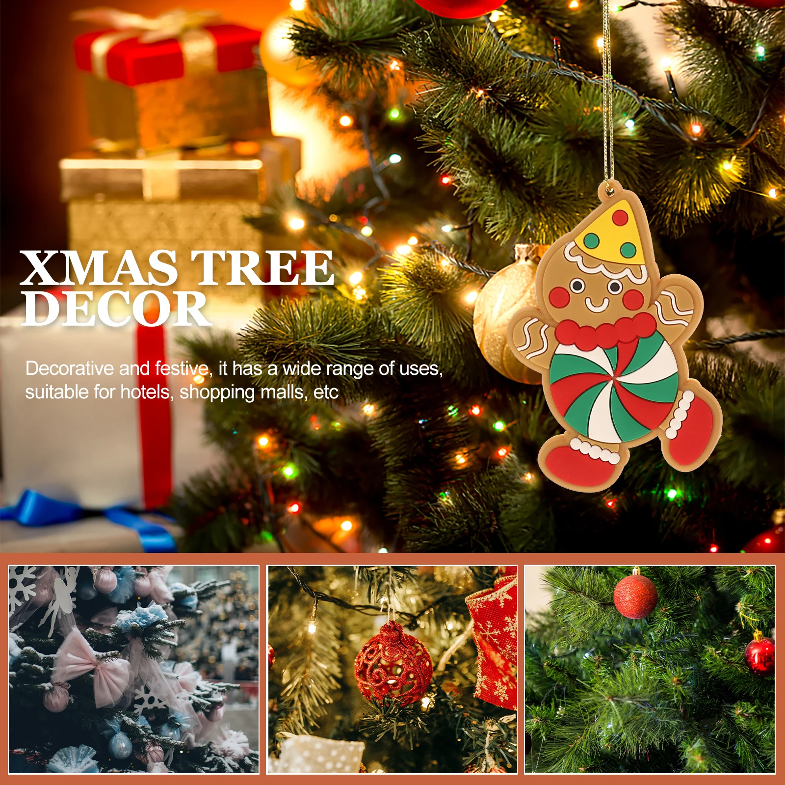 

12Pcs Christmas Gingerbread Man Hanging Ornaments Xmas Tree Decoration Pendant Hanging Decor Festive Party Home Supplies