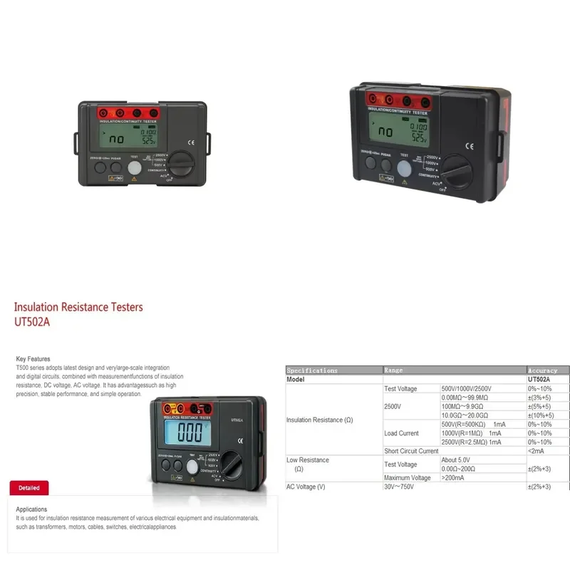 Insulation Resistance Tester Automatic Range Backlight Check Insulation Resistance of Electrical Equipment UT502A