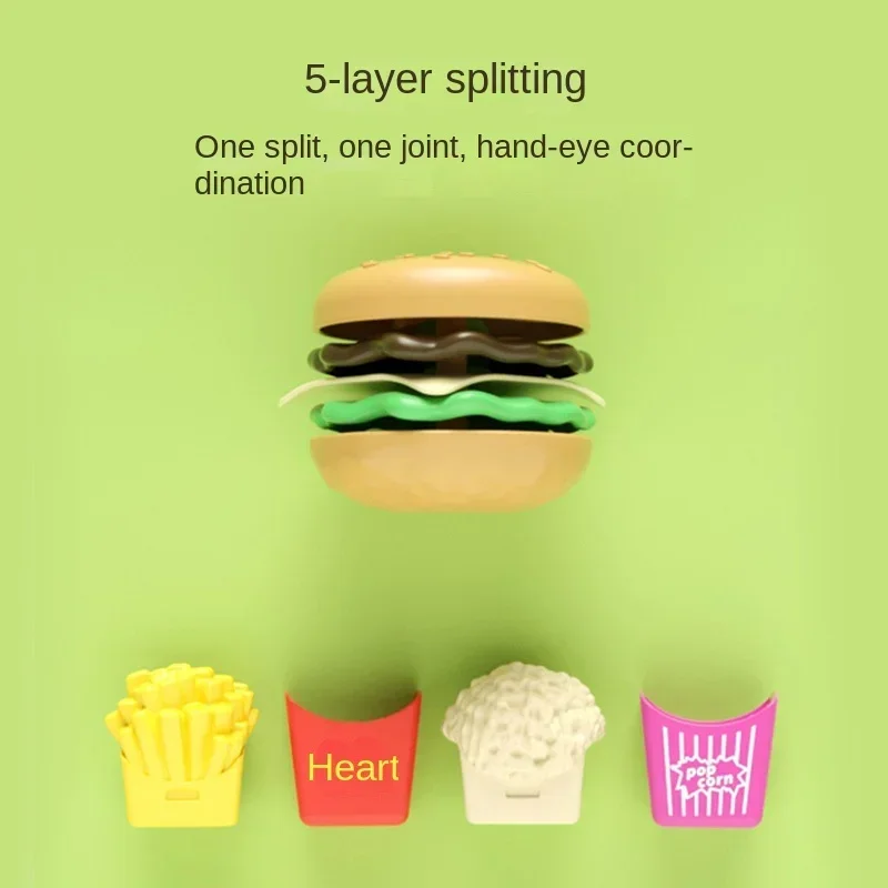 Juego de hamburguesas de comida rápida de plástico desmontable, juguetes de inteligencia para niños, accesorios de fotografía para recién nacidos, 9 piezas