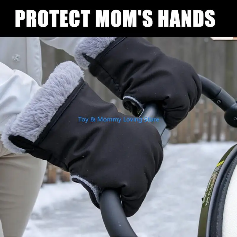 Y1QF عربات الأطفال للطقس البارد واقيات المقبض مقاومة للماء ضد الرياح نظام التثبيت السريع طبقة داخلية من الصوف المريح #5