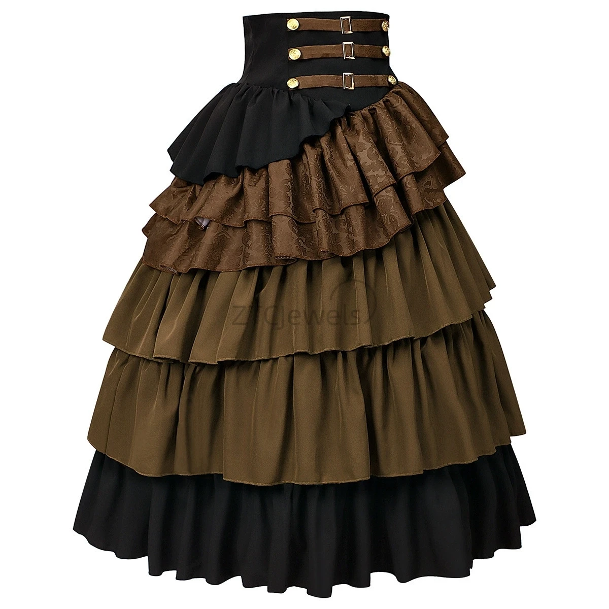 Halloween Women's Half Skirt Gothic Steampunk Costume Female Pirate High Waist Layered Pleated Skirt - view 4