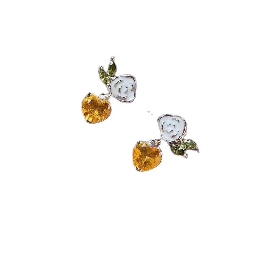 

SHILOVEM 925 sterling silver Natural Citrine stud earrings fine Jewelry party women cute gift wholesale new 5*5mm le0505999agj