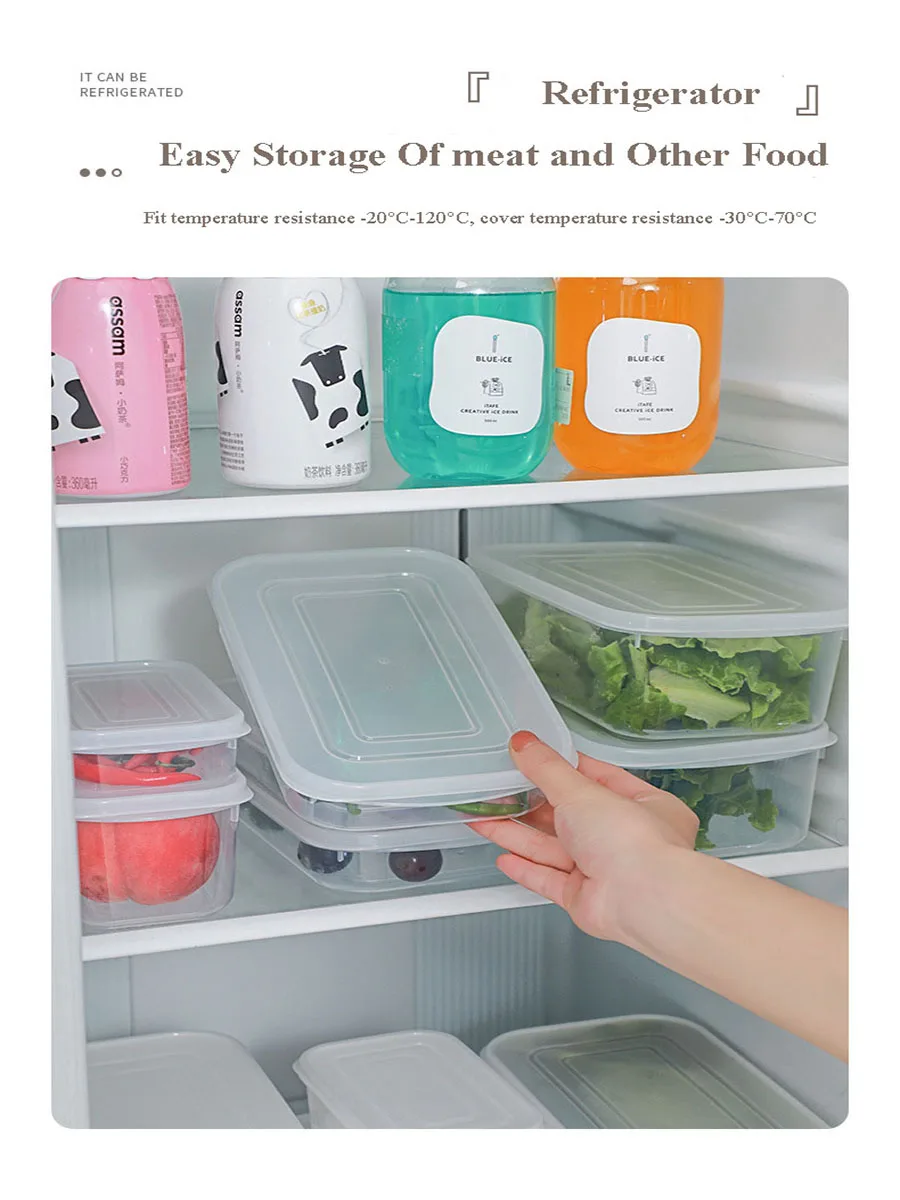 Refrigerator Food Sealed Crisper Containers Fresh Fruit Vegetables Steak Meat Storage Box Organizer Kitchen Accessories