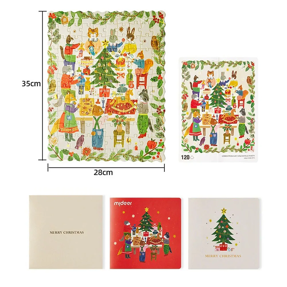 120 Pcs Christmas Puzzle Gift Box Stylish Educational Jigsew Toy For Party