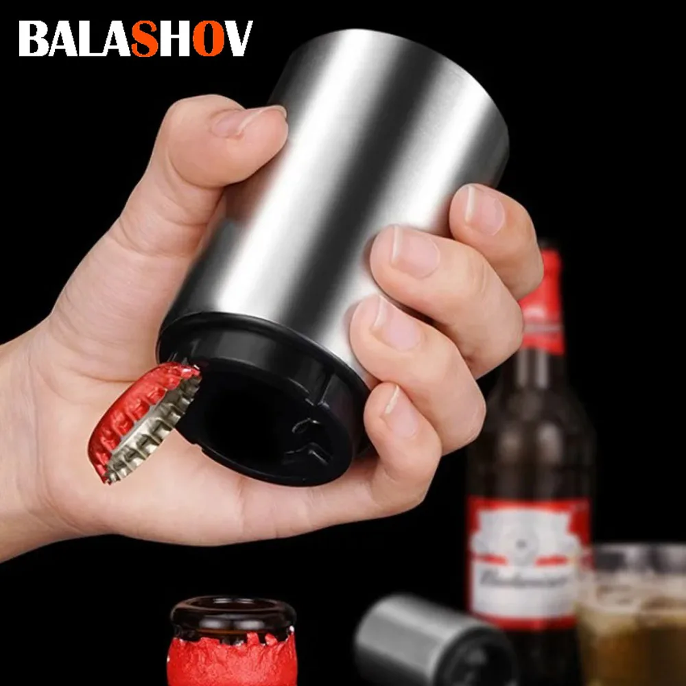 

Stainless Steel Automatic Beer Opener Magnet Beer Bottle Opener Kitchen Accessories Beer Soda Supplies Red Wine Bottle Opener