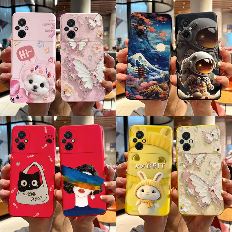 For Xiaomi Poco M4 M5 M5S Phone Case Cute Popular Butterfly Astronaut Soft Silicone Bumper For Poco M5 M 5 S M4 Back Cover Shell