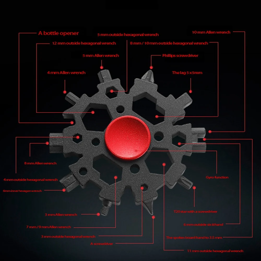 Многофункциональный инструмент со снежинками 22 в 1, стандартный многофункциональный инструмент со снежинками из углеродистой стали, гаечный ключ со снежинками, подарки для мужчин
