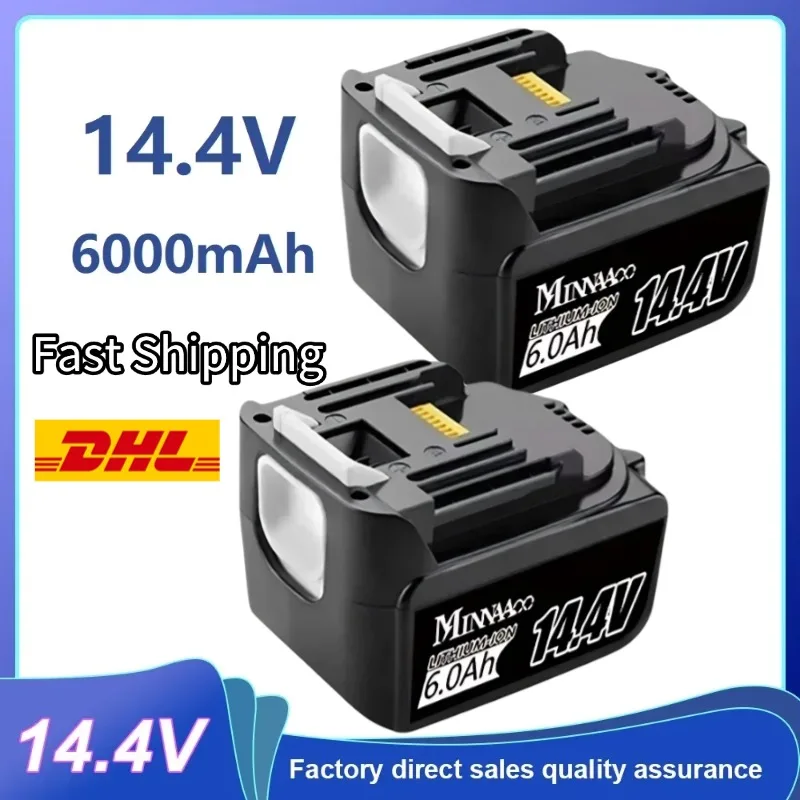 

14.4V Original for Makita Power Tools 6.0Ah Battery BL1460 BL1430 1415 194066-1，6.0Ah Rechargeable Li-ion Makita Batteries