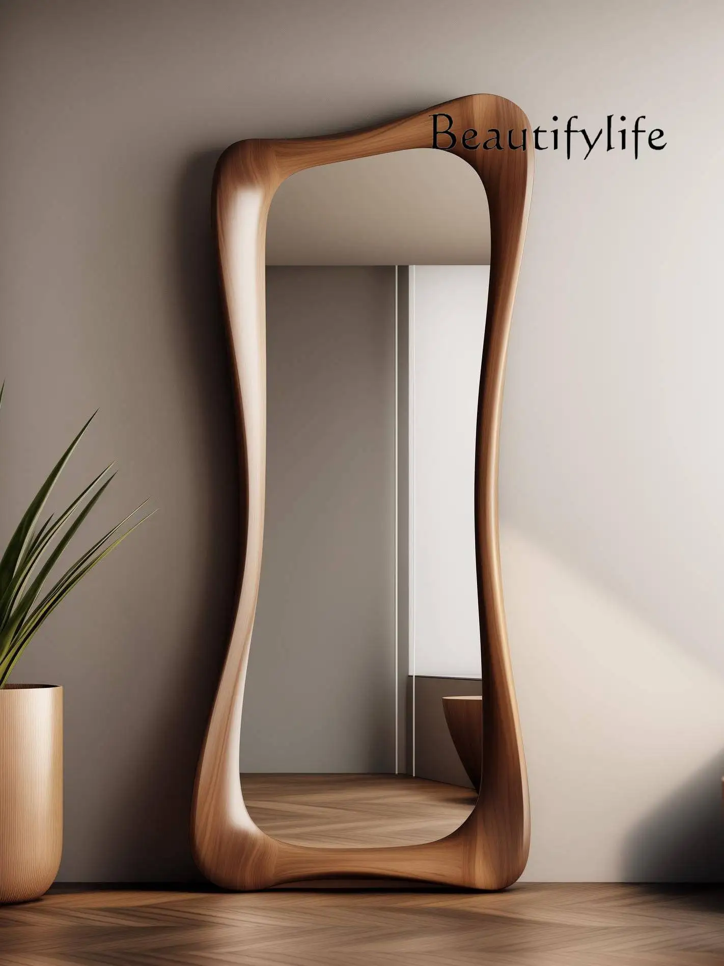 

French floor-to-ceiling retro home American wall-mounted full-length mirror medieval special-shaped living room advanced fitting