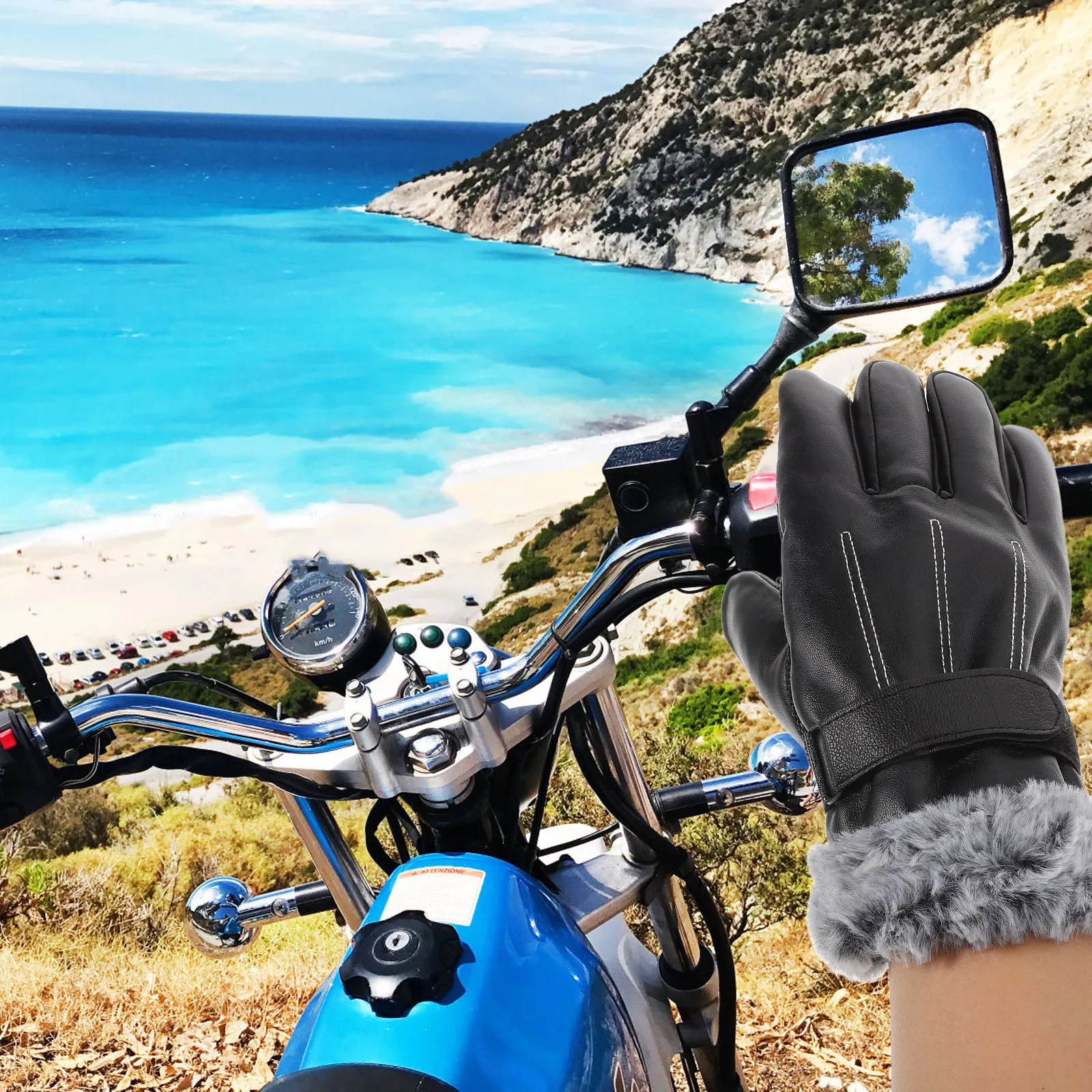 زوج واحد من قفازات الدراجات النارية المقاومة للماء للشتاء والرياضات الخارجية الدافئة للتزلج للرجال والنساء شاشة لمس مضادة للانزلاق متوافقة