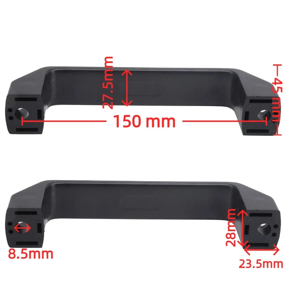 2 pcs 150mm / 120mm Hole Centers Plastic Pull Handle / Grab Handle 8.5mm Mounting Hole Diameter Nylon Machine Tool Handle Black