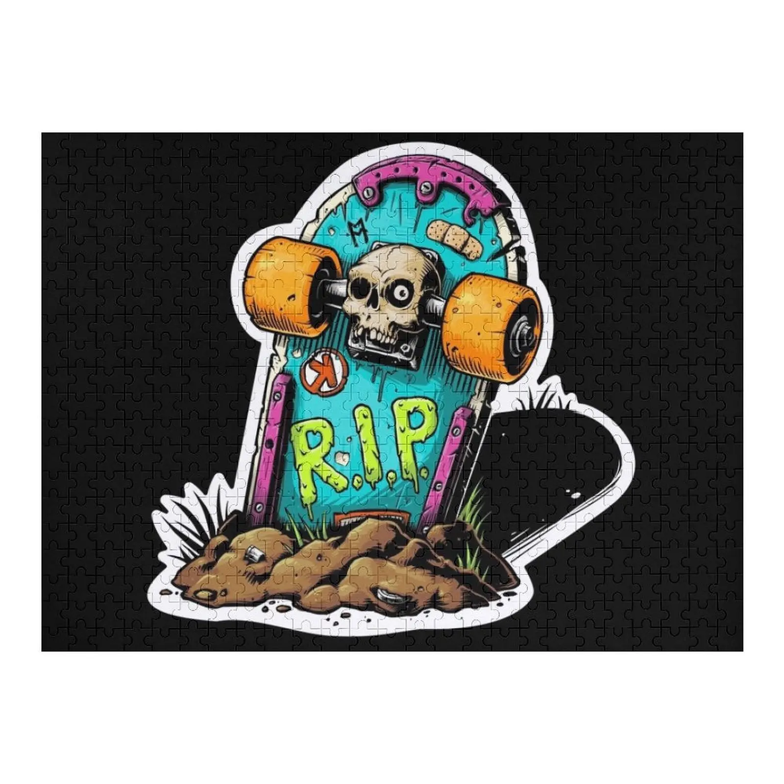 

Skate Skull Jigsaw Puzzle Personalize Wooden Name Custom Personalized Puzzle