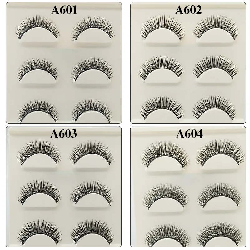 3 Pairs New Faux Mink Lashes Natural Eye Tail Slender False Eyelashes Wispy Fluffy Soft Extension Makeup Lashes Extension Tool