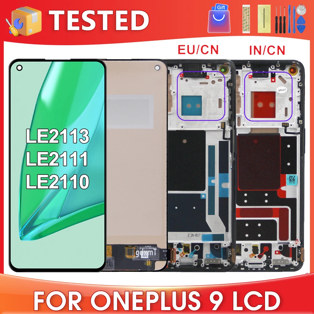 6.55''For OnePlus 9 Tested 1+9 LE2113 LE2111 LE2110 LE2117 LE2115 LCD Display Touch Screen Digitizer Assembly Replacement