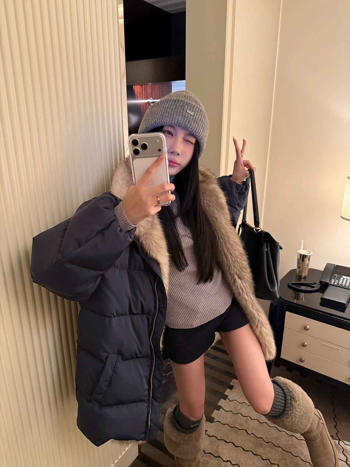 

Теплое пуховое пальто с меховым воротником Thiened arp, повседневная одежда, свободная посадка в Корейском стиле, белая зимняя куртка с перьями Du