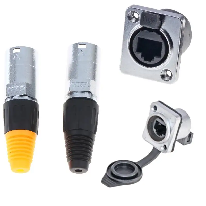 8P8C RJ45 D-Type Panel Mount Connector NE8FDP Waterproof Network Cable Socket
