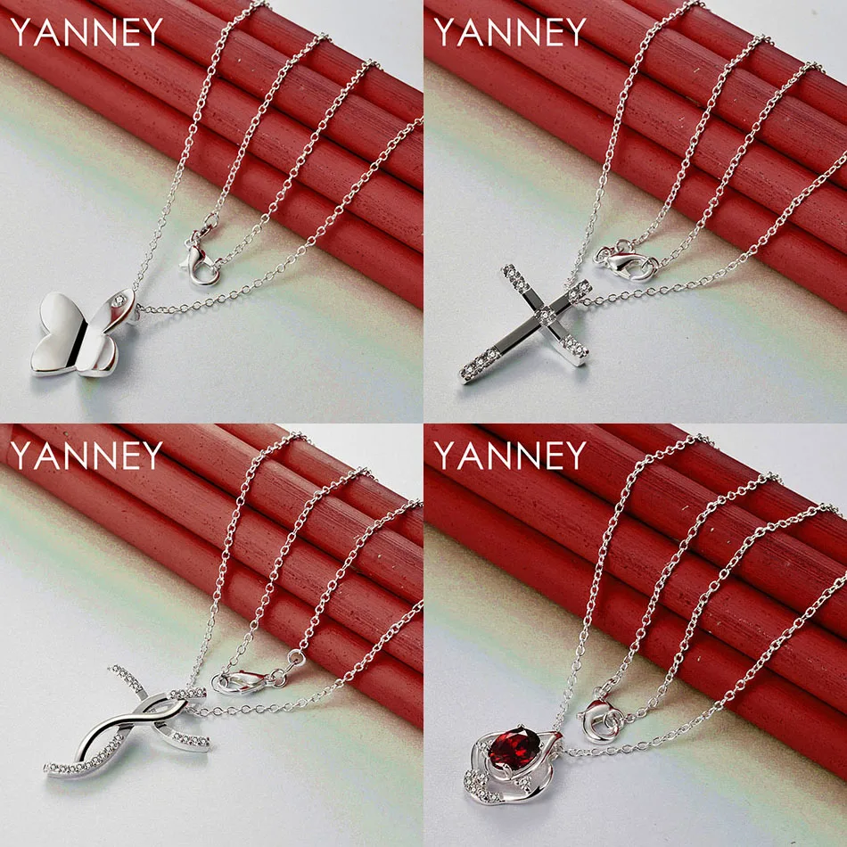 

Elegant 925 Sterling Silver 16-30 Exquisite Butterfly Cross Pendant Women's Necklace Party Gift Accessories Wedding