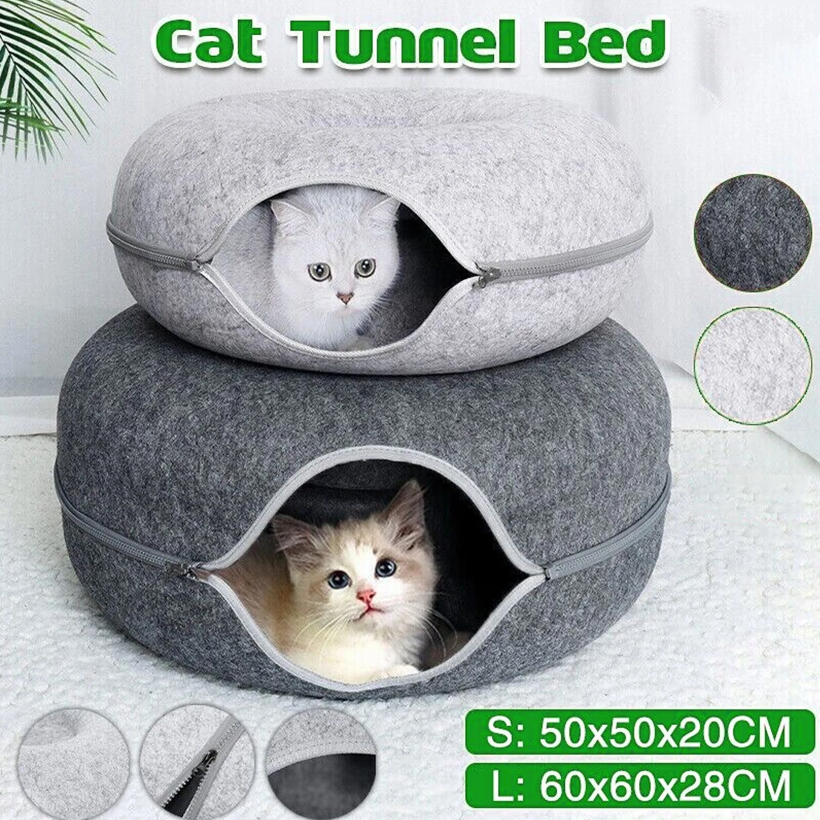 Cat Tunnel Bed Indoor Toys for Cats Donut Pet Bed Dual-Function Design Scratch Resistant- Suitable for Cats Rabbit Small Animals