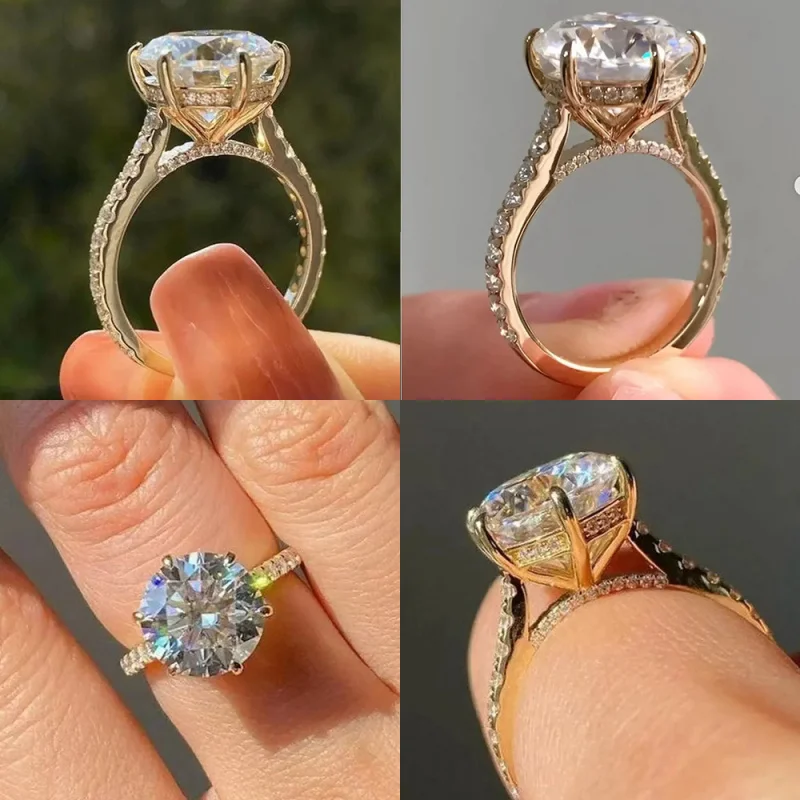Ladies' Unique Ring - Classic Six-prong Cubic Zirconia Ring - Engagement Ring and Wedding Ring - Popular Jewelry