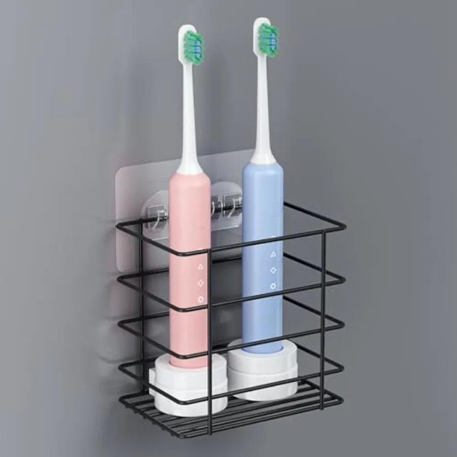 Open-Design Adhesive Shower Toothbrush Holder Wall Mounted with Drainage Hanging Electric Tooth Brush Holder for Bathroom Wall