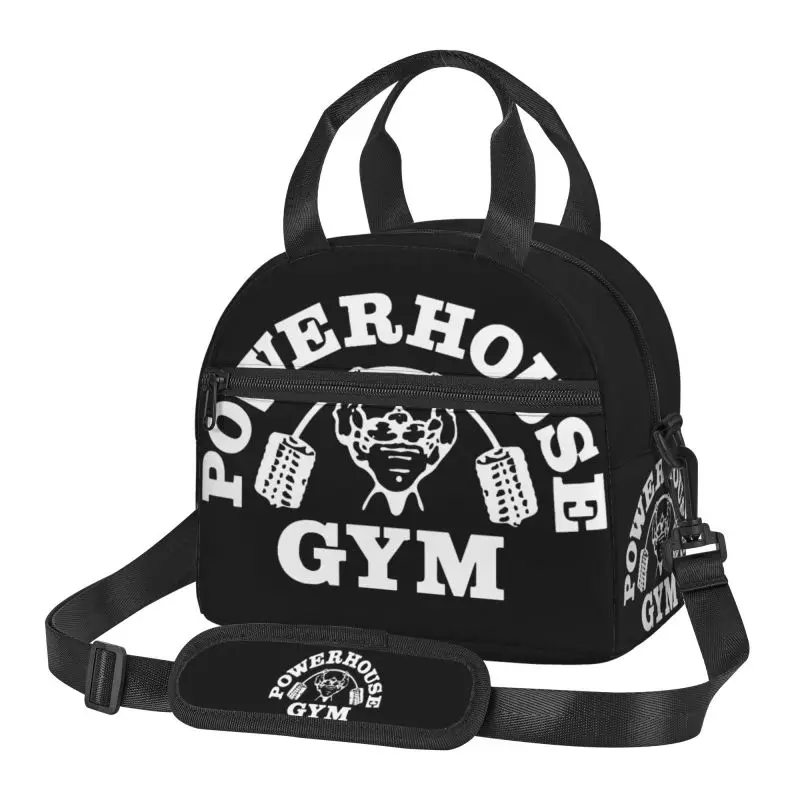 Thermo-Lunchtasche mit Powerhouse Gym-Logo-Aufdruck und verstellbarem Schultergurt, isolierte Lunchbox, wiederverwendbar, tragbar, Bento-Einkaufstasche