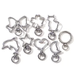 2pcs/5pcs New Different Kinds Of Keychain Silver Color Cute Alien keychain For Making Handmade DIY Jewelry Accessories Necklace