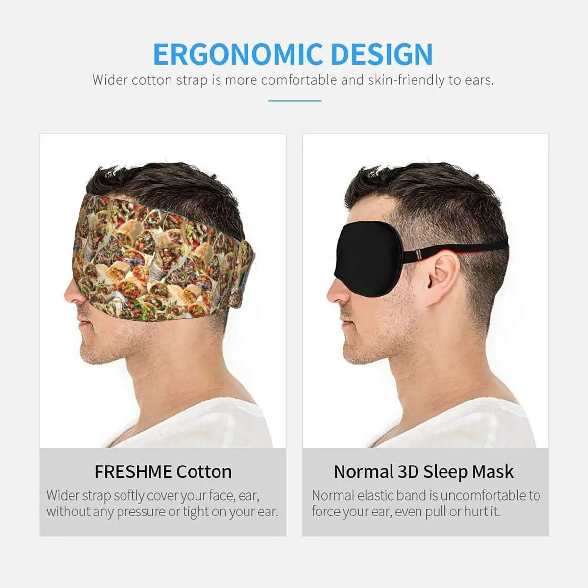 Kebab Fresh Ingredients sleep mask Light Blocking Portable Eye Cover for Girls Boys Home Sleeping Party Gift Eyeshade eyepatch view 5