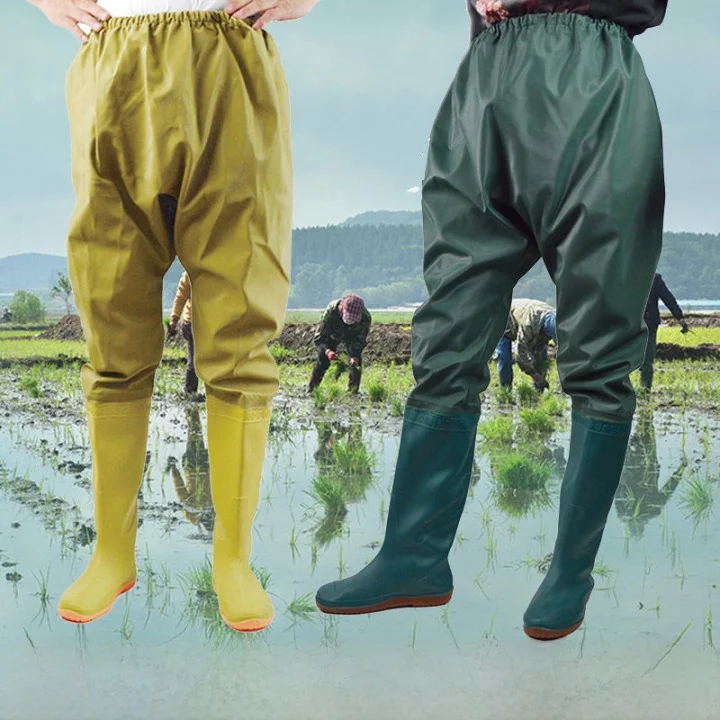 أحذية مائية طويلة للجنسين، أحذية زراعة الأرز، أحذية خوض المياه ذات قاع ناعم، أحذية صيد مقاومة للماء لموسم الصيف