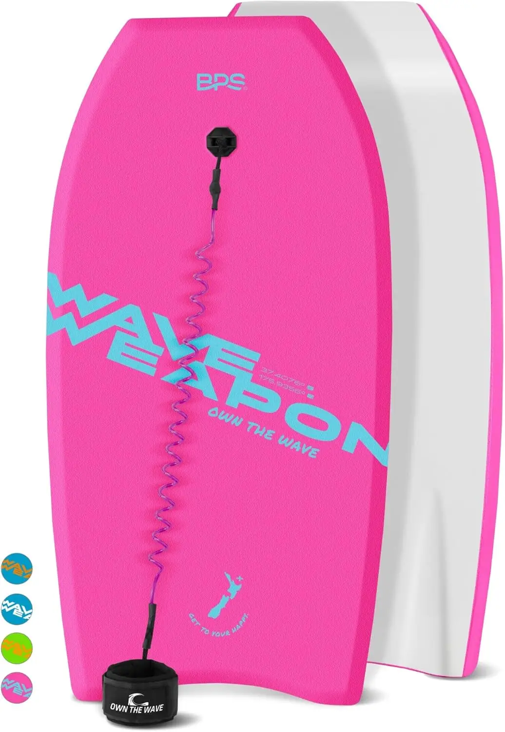 

Lightweight EPS Core Body Board with HDPE Slick Bottom, Wrist Leash for All Wave Conditions - Kids and Adults