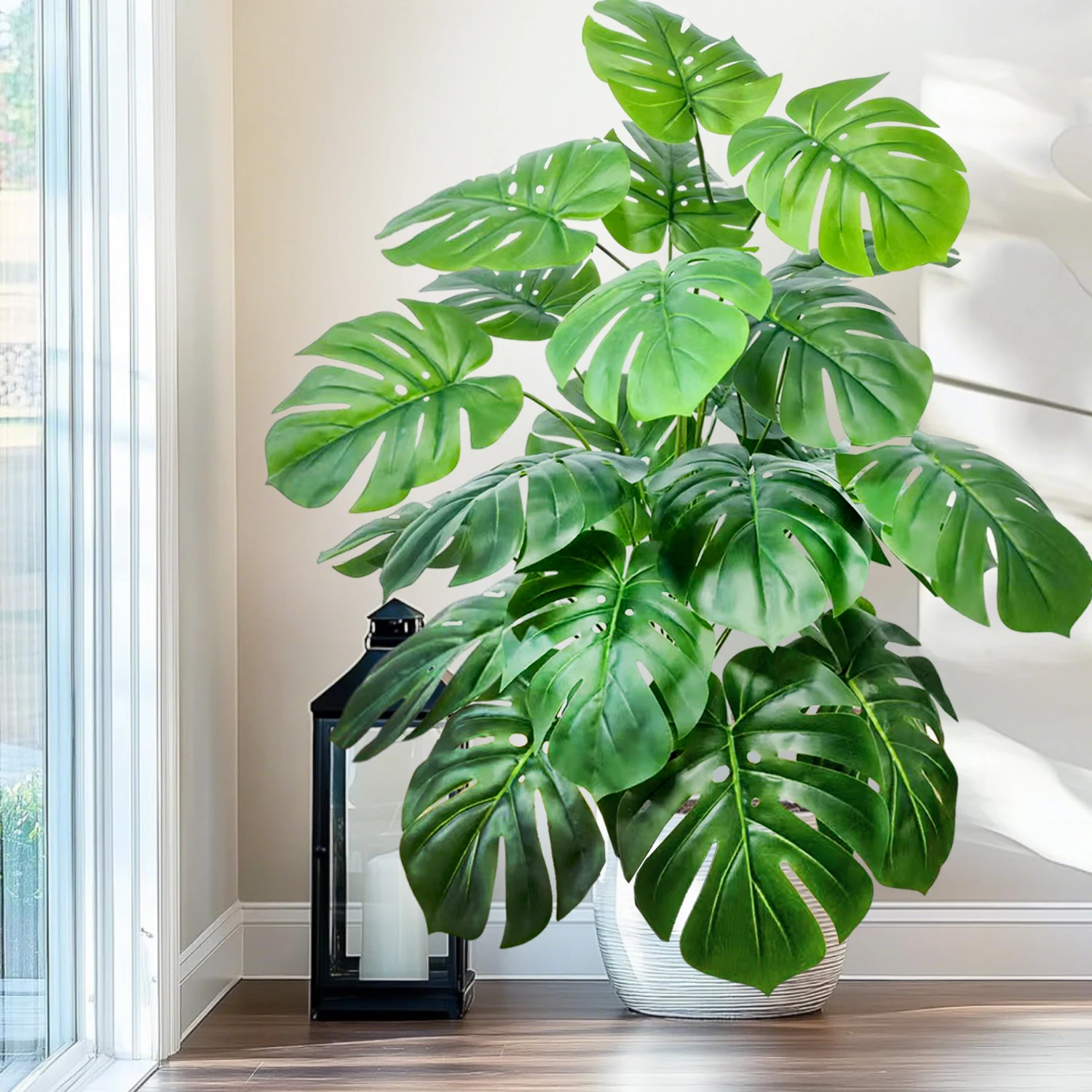 40-130 cm (51,18 Zoll) Künstliche Monstera-Pflanze, künstliche Palme, Kunststoff-Schildkrötenblatt, grüne Pflanze für Zuhause, Garten, Zimmer, Büro, Dekoration