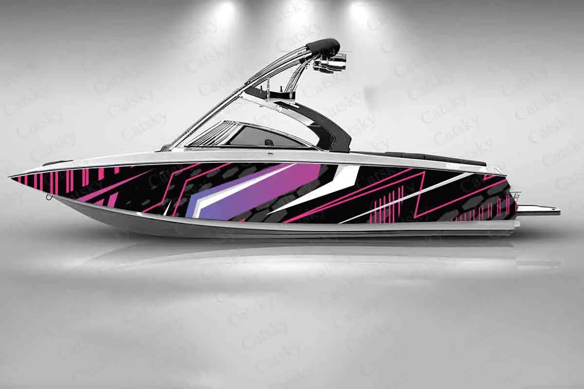 

Abstract Pink Splash Graphics Boat Fashion Sticker Packaging Waterproof Custom Marine Ship Sticker Wrap Vinyl Decal Decoration