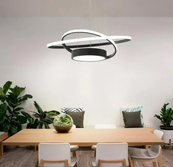 Modern LED pendant light for living room dining room kitchen room bar shop black golden color