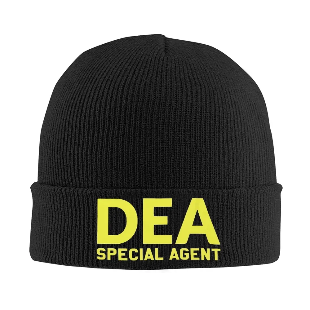 2026 DEA SPECIAL AGENT yellow block letters Men Women Unisex Knitted Hat Beanie Pullover Cap Winter Thermal Warm Christmas Outdo