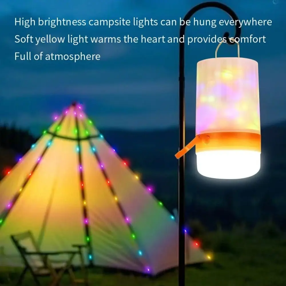 Strip Light Colorful Camping Light Rechargeable RGB String Light With Hook 10M Length LED Camping Lamp Room Decor