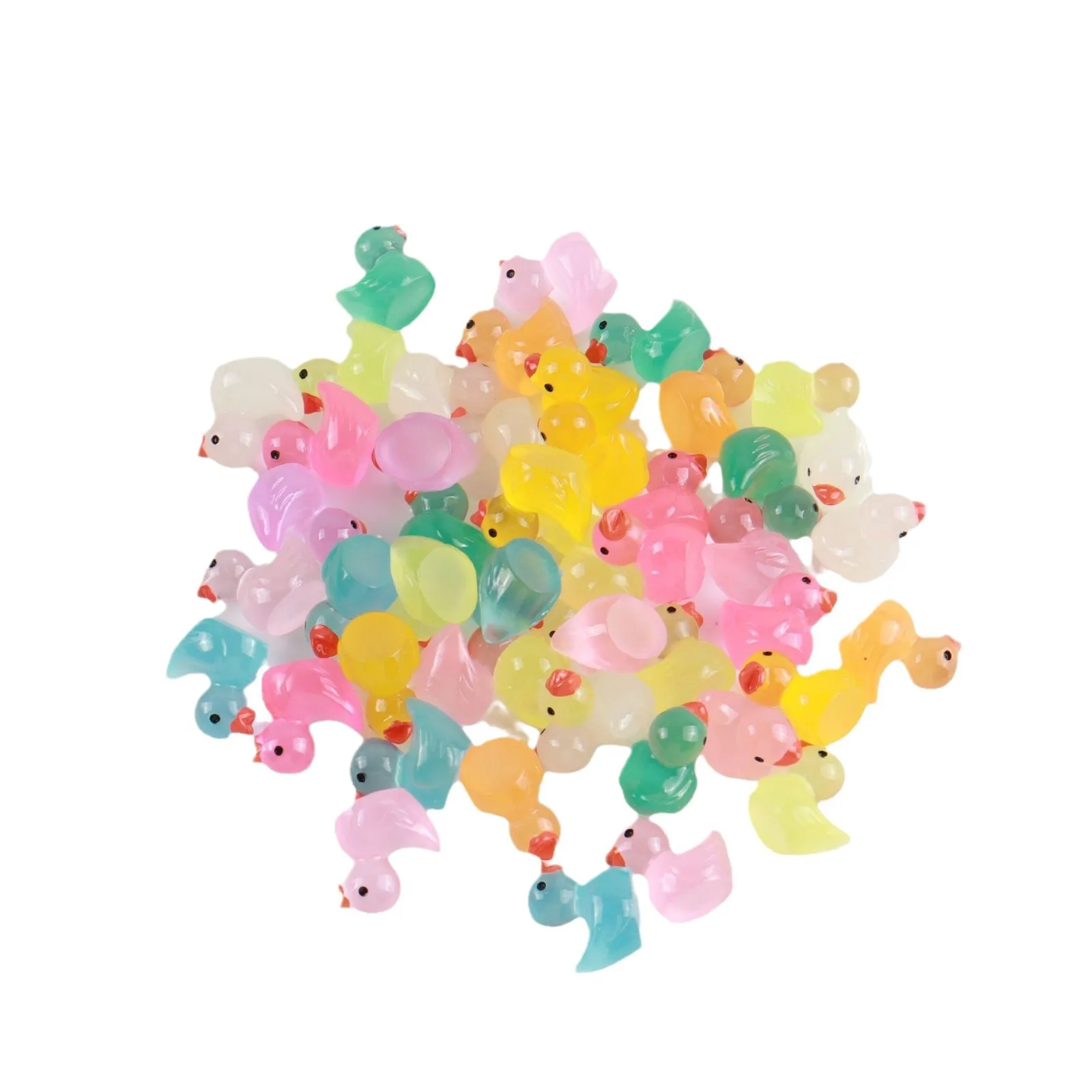 50 ชิ้น/ล็อต Luminous สีเหลืองมินิเป็ดน่ารักสร้างสรรค์ Handmade เครื่องประดับรถของเล่นตกแต่งบ้าน Glow in The Dark ขนาดเล็กของขวัญ