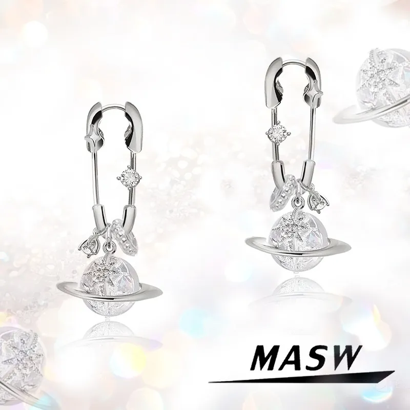 MASW Original Design Elegant Temperament Planet Earrings For Women Female Gifts Modern Jewelry Cool Trend Popular Accessories