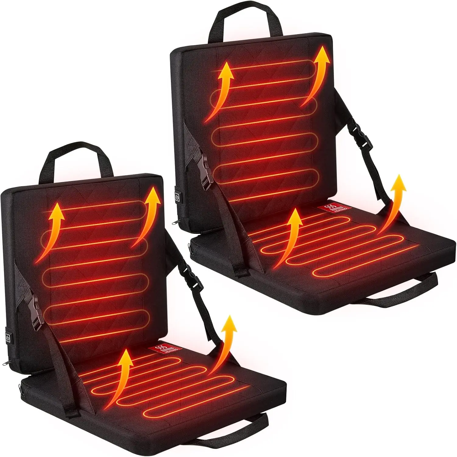 

2 Pieces Heated Folding Chair Cushion, USB Electric Heating for Boat, Camping, Hiking, Fishing