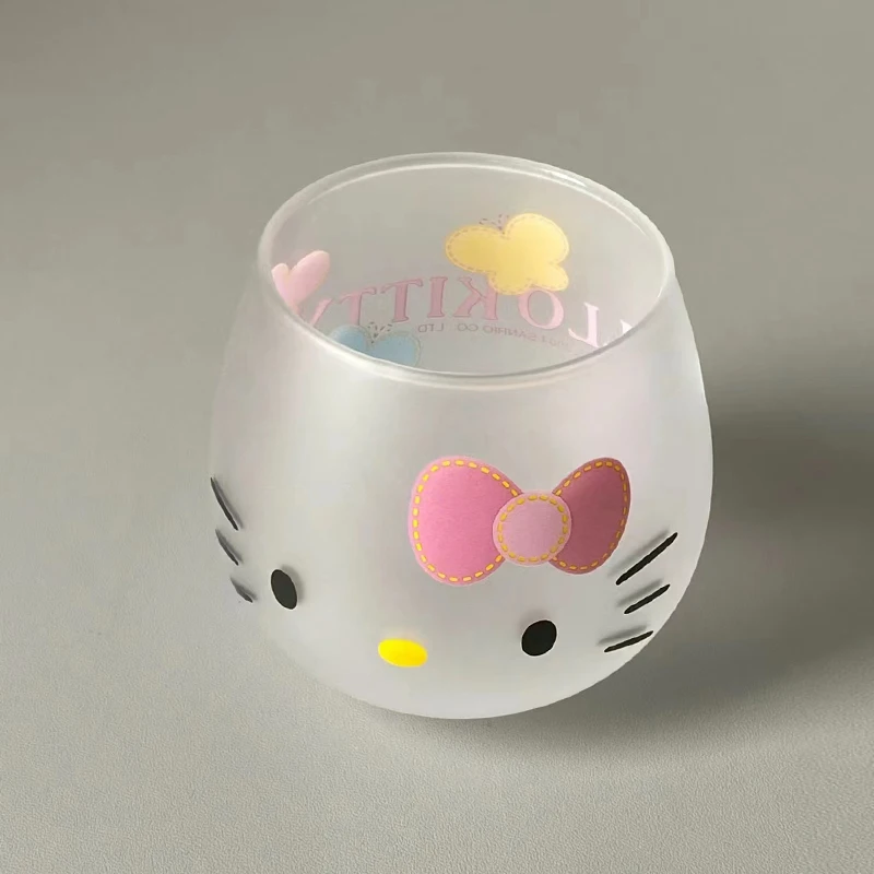

Kawaii Hello Kitty Glass Tumbler Frosted Home Dormitory Milk Coffee Juice Cup KT Cat Cute Cartoon Women Accessories Holiday Gift