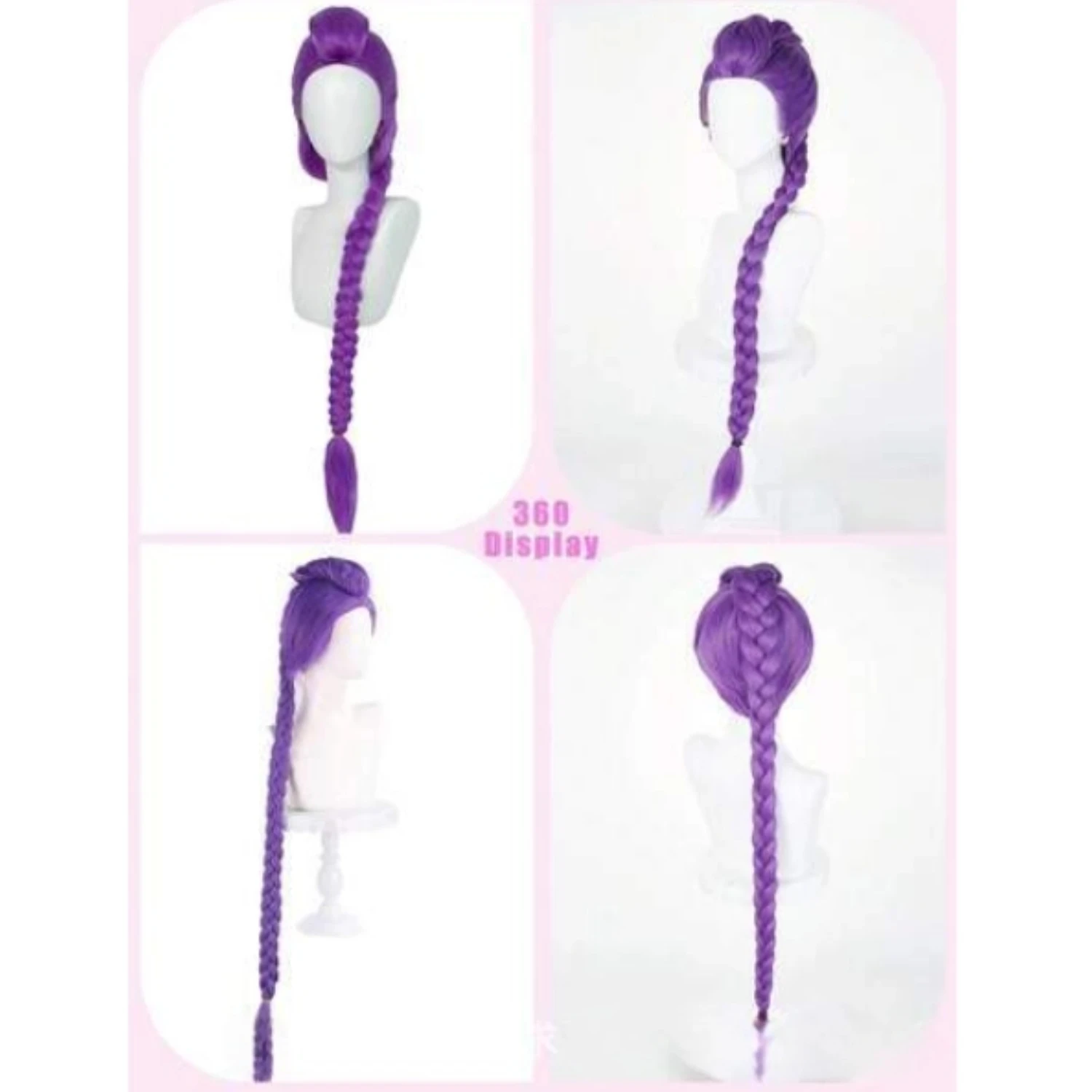 السيدات والسادة، شعر مستعار شيطان هنتر للعب الأدوار، زي الرسوم المتحركة الاصطناعية إكسسوارات ودعائم جديلة أرجوانية، لعب الأدوار #6