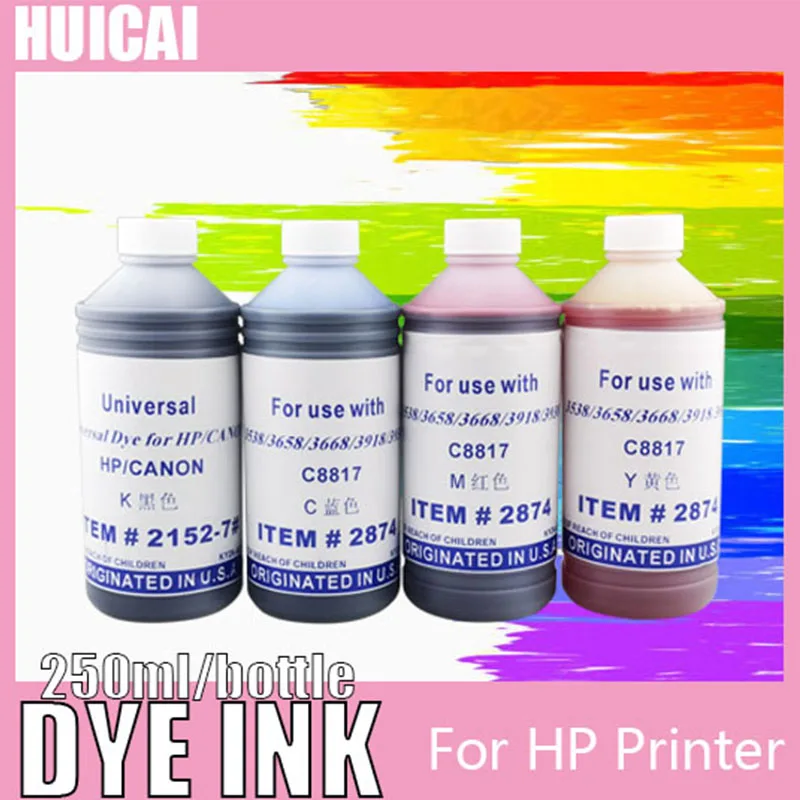 250ml Dye Ink Kit Universal Compatible For HP Deskjet Inkjet Printer Cartridges CISS Refillable Dye Ink