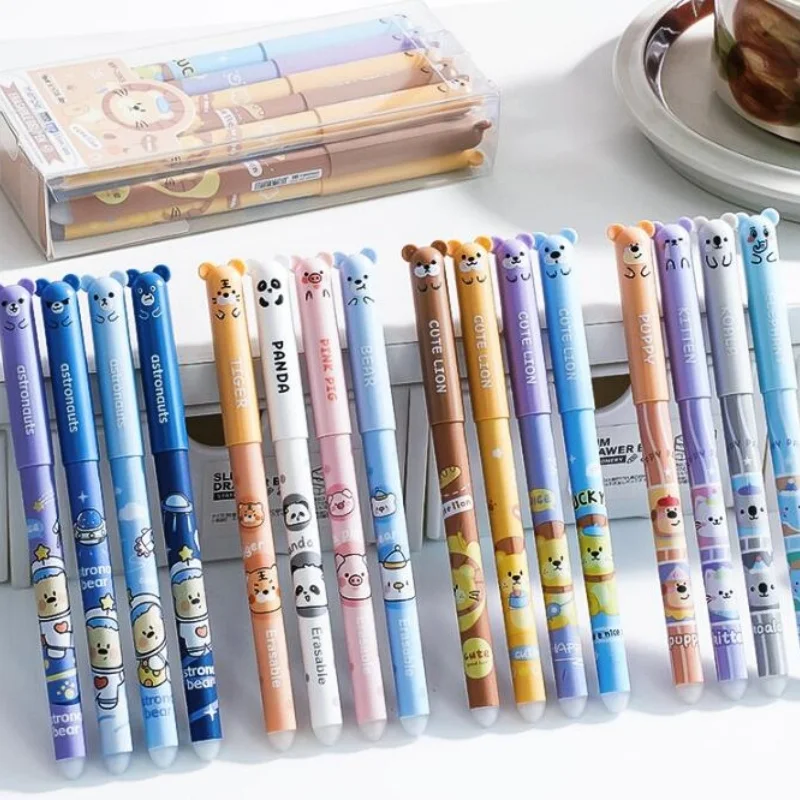 

48pcs/lot Kawaii Panda Bear Animal Erasable Gel Pen Cute 0.5mm Black/Blue Ink Neutral Pens Gift Stationery Office School Supply