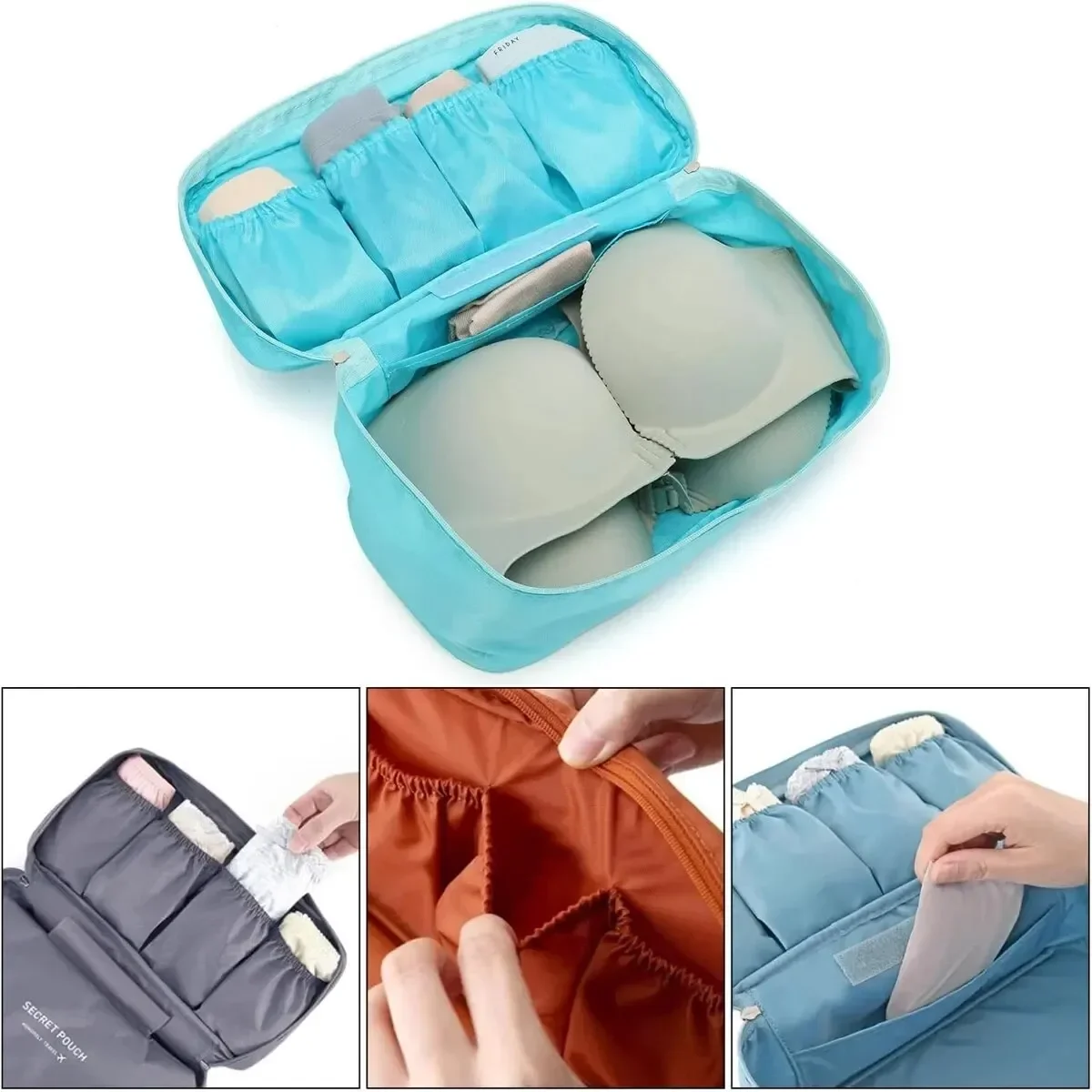 Saco portátil para armazenamento de viagem, sutiã multifuncional, sacos para organização de roupas íntimas, estojo para cosméticos para viagens ao ar livre, novo