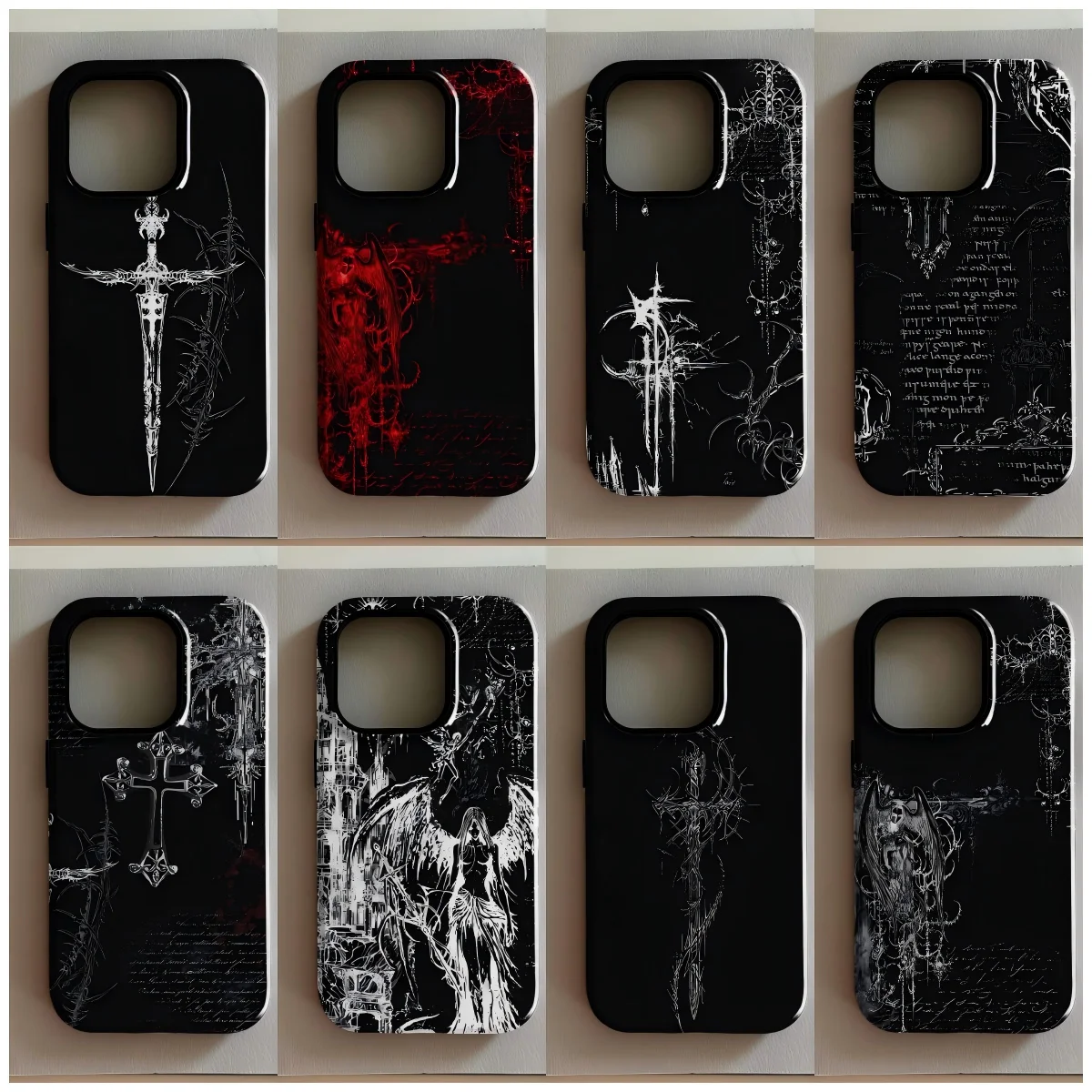 

Luxury Gothic Style Cross Phone Case for iPhone 17 17e 16e 16 15 14 13 12 11 X XS XR XSMAX 8 Air Pro Max Plus Double-layer Cover